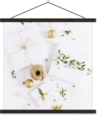 Produktbild von MuchoWow® Textilposter Winter - Weihnachten - Geschenk 60x60 cm mit schwarzem Rahmen - Posteraufhänger