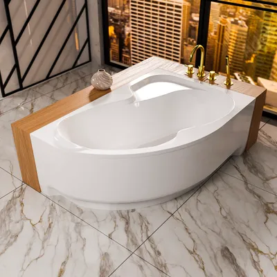 Image de ECOLAM Baignoire d'angle Wela 160x100 cm droite + tablier Garniture d'écoulement Pieds + silicone Set complet