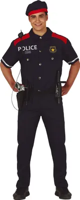 A man wearing a police costume.