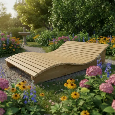 Produktbild von Holzliege Wellenliege Waldsofa Relaxliege Gartenliege "Relax-Gertl" (Lärche) 1-teilig Liegebreite 140cm Himmelsliege