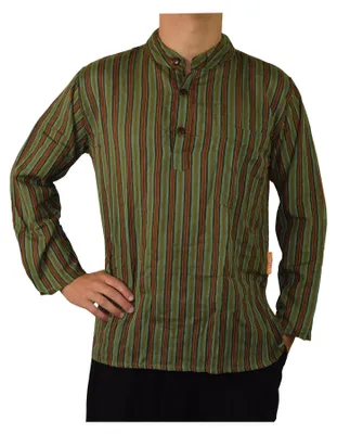 Imagen del producto de Simandra Herren Kurta, diseño clásico a rayas, color verde, talla XL
