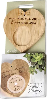 Produktbild von Teelichthalter mit Spruch „Mama weiß viel, aber Oma weiß alles. Für die..." formano