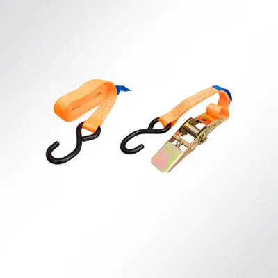 Produktbild von Ratschen Zurrgurt Spanngurt mit S-Haken 4 Meter 25mm orange 800kg EN12195-2
