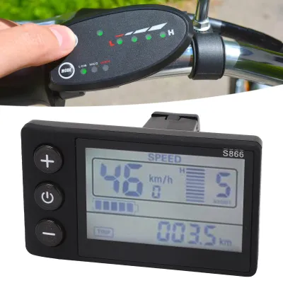 Obrázek produktu pro Displej pro elektrické kolo S866, LCD, 24V, 36V, 48V, 60V, vodotěsný, pro elektrická kola, panel pro výměnu nebo úpravu