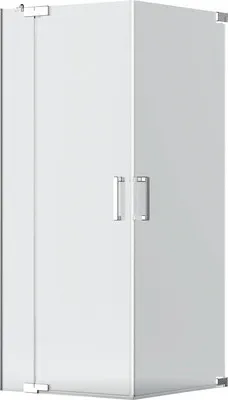 Produktbild von Jungborn Eckeinstieg SETTE Drehtür mit Festteil links Drehtür rechts 100 x 75 cm Profilfarbe chrom Klarglas mit schmutza