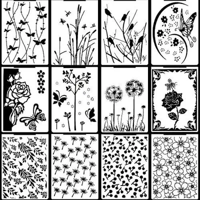 Zdjęcie produktu dla Szablony do wytłaczania zestaw 12 sztuk scrapbookingu kart DIY