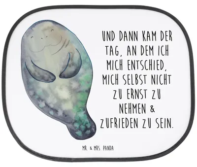 Produktbild von Mr. & Mrs. Panda Sonnenschutz Fürs Auto Seekuh Happy - Weiß - Geschenk, hitzeschutz, Meer, Achtsamkeit, saugnapf, Liebeskummer, Respekt, Freundin, Selbstliebe, für