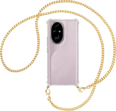 Produktbild von Handykette Backcover-Schutzhülle mit Band (Metall goldfarben) für Honor 200 Pro - goldfarbene Kette