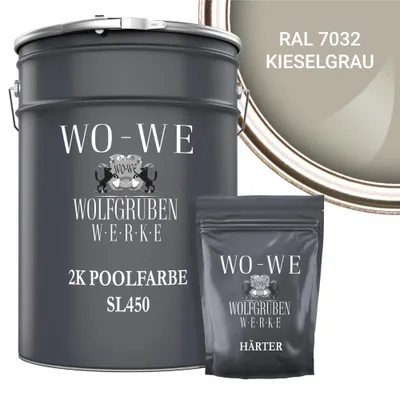 Produktbild von 2K Poolfarbe Poolbeschichtung Schwimmbadfarbe SL450 Kieselgrau wie RAL 7032 - 10Kg