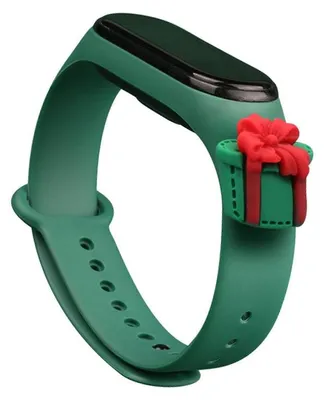 Zdjęcie produktu dla Strap Xmas opaska do Xiaomi Mi Band 4 / Mi Band 3 świąteczny silikonowy pasek bransoletka ciemnozielony (prezent)