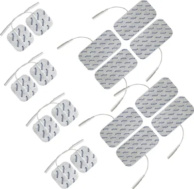 Produktbild von axion® TENS EMS Elektrodenpads Mischset, passend zu Prorelax, Promed, axion - 5x5cm 8 Stk., 10x5cm 8 Stk., 2mm Steckanschluss, 16 St.