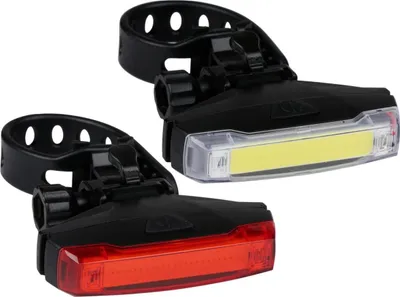 Productafbeelding van LED-fietsverlichting set – voor- en achterlicht, zwart, Dunlop