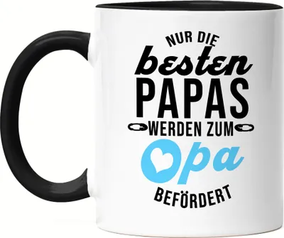 Produktbild von Nur Die Besten Papas Werden Zum Opa Befördert Tasse Schwarz Geschenk Ankündigung Schwangerschaft Enkelkinder