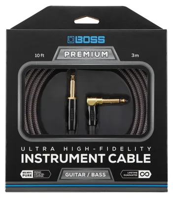Produktbild von BOSS BIC-P10A, Instrumentenkabel mit geraden auf gewinkelten 6,3-mm-Klinkensteckern, 10ft / 3m