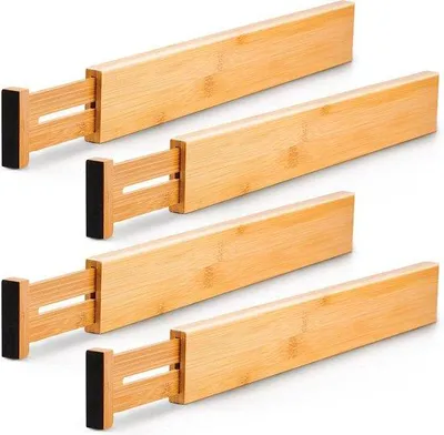 Produktbild von Famanu Schubladenteiler 4er Set - Verstellbare Utensilien-Organizer für Küchenschubladen