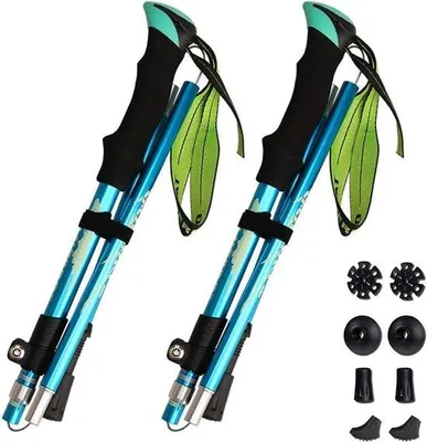 Zdjęcie produktu dla Tomivo® Regulowane kije do Nordic walking i trekkingu z amortyzacją, teleskopowe i składane – ultralekkie kije turystyczne dla seniorów, kobiet i mężczyzn