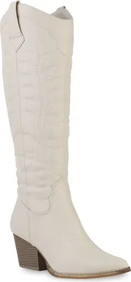Produktbild von VAN HILL Damen Leicht Gefütterte Cowboystiefel Stiefel Stickereien Schuhe 839927, Farbe: Beige, Größe: 38