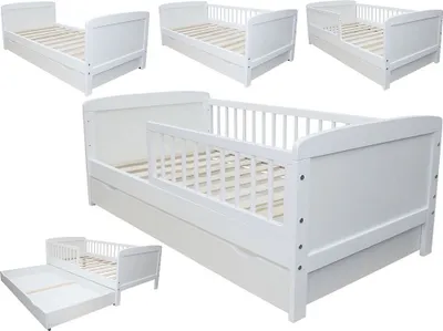 Produktbild von Kinderbett Juniorbett 140x70cm umbaubar weiss mit Schublade