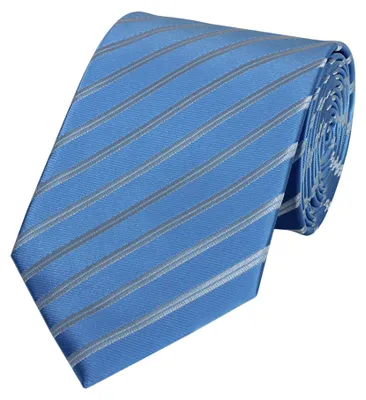 Produktbild von Fabio Farini - 1 Stück Herren Krawatte Blautöne - verschiedene Blaue Männer Schlips in 8cm Breit (8cm), Blau Silber Streifen - Sea Blue/Silver