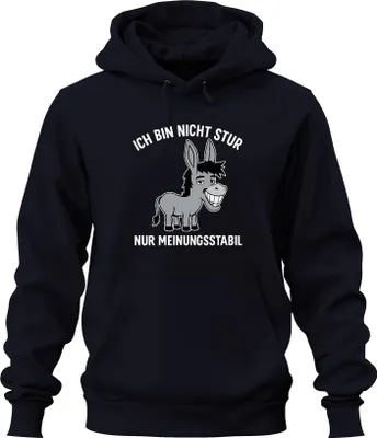 Produktbild von Ich bin nicht stur nur meinungsstabil Esel lustiger Spruch Humor Uni Hoodie Kapuzenpullover, Navy, M