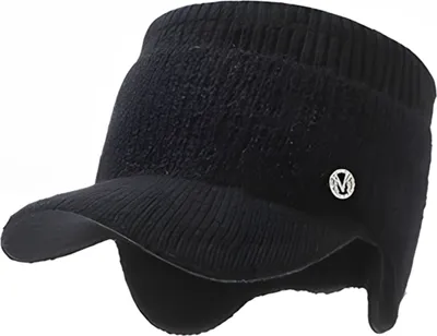 Produktbild von Winter-Strickmütze für Damen mit langer Krempe, dick, winddicht, leere Oberseite, Ohrenschutz, hält warm, Beanie, elastische Outdoor-Kappe, Outdoor-Schirmmütze, Schwarz, Einheitsgröße