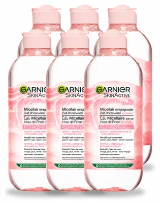 Immagine prodotto di 6 flaconi di Garnier SkinActive Acqua Micellare Detergente con Acqua di Rose, 400 ml - Confezione - 6 pezzi