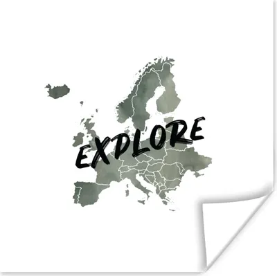 Produktbild von MuchoWow® Poster Karten - Europa - Aquarell - Briefe 100x100 cm - Babyzimmer