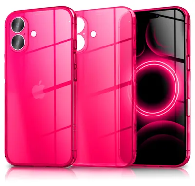 Produktbild von Hülle "Vibe" für iPhone 17 - Neon Bunt Leuchtende Handyhülle Durchsichtig Soft Cover TPU Schutzhülle -  Pink