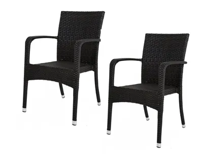 Obrázok produktu pre Záhradná stolička London 142525, 2 kusy, s podrúčkami, hliník, HDPE, čierna, 55 x 89 x 57 cm