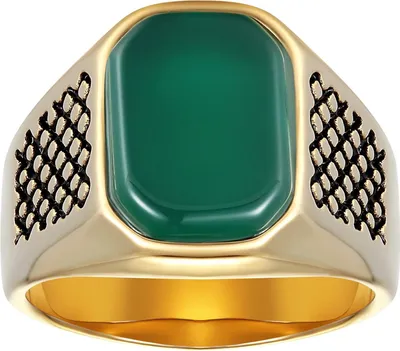 Produktbild von Karisma Männer Gold Edelstahl 316L Männer Ring - Grüner Stein - RHC4001