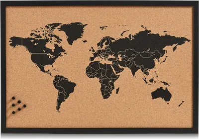 Image de Zeller Pinbord "World", liège, noir, 60 x 40 cm, 11571
