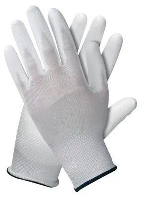 Produktbild von 10 Nylon-Strickhandschuhe mit Polyurethan-Beschichtung auf der Handfläche, Größe 9