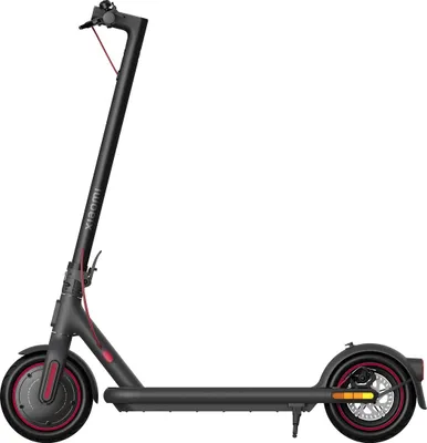 A studio shot of a black Xiaomi electric scooter against a white background.