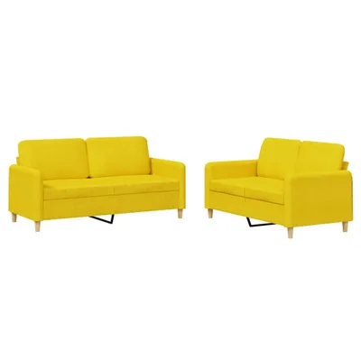 Image de ensemble de canapé 2 pièces avec coussin Tissu jaune clair