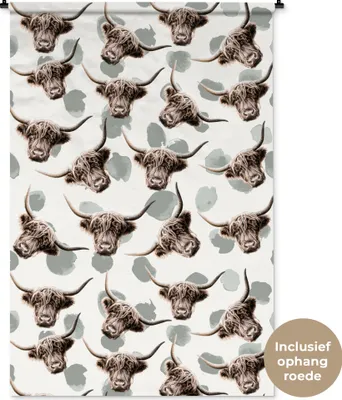 Produktbild von MuchoWow® Wandteppich Wandbehang Schottische Hochlandrind - Tiere - Kühe 120x180 cm Tapisserie Dekoration Wandtuch - Schlafzimmer - Dekorationen für das Haus