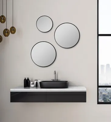 Image de Miroir de salle de bain rond avec cadre en aluminium, 40 cm
