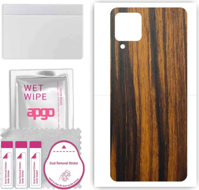 Produktbild von apgo Rückseite Schutzfolie, Skin, kompatibel mit Samsung Galaxy F12, Hinten Displayschutzfolie aus Vinylfolie, kratzfest, einfache Montage - Tigerwood