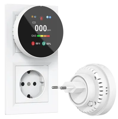 4-in-1 Gas- und CO-Melder, Plug-in, Weiß