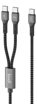 Produktbild von Budi 1,2 m PD65W Superschnellladekabel Typ C auf Dual-Typ-C-Stromversorgung