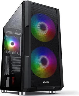 Produktbild von MODECOM VOLCANO AMIRANI ARGB Schwarz, Midi-Tower PC-Gehäuse, passend für ATX, 3 x 120 mm ARGB Lüfter, Glasfenster, Mesh-Front