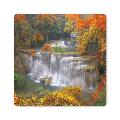 Produktbild von MuchoWow® Mauspad Mousepad Bäume - Wasserfall - Herbst 20x20 cm - Mousepads - Maus Mat - Pad - Mausunterlage - Desk Mat - Bureauartikeln