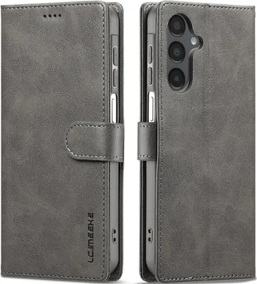 Image de Étui pour Samsung Galaxy S25 étui en cuir avec fermeture magnétique et support, étui de protection Gris