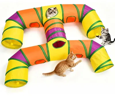 Produktbild von Faltbarer Katzentunnel mit Spielzeugball, 145 x 80 cm