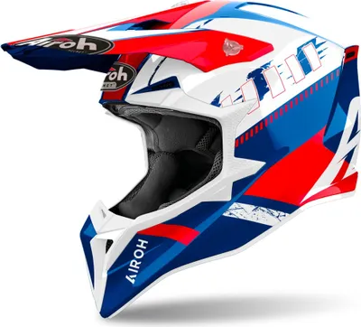 Produktbild von Crosshelm Schutzhelm Motorradhelm AIROH Wraaap Feel 2024 Weiß Rot Blau Größe XS