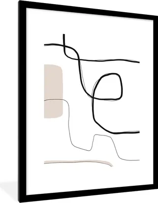 Produktbild von MuchoWow® Gerahmtes Poster Abstrakt - Pastell - Minimalismus 60x80 cm - Poster mit Schwarzem Bilderrahmen Wandposter Rahmen Foto Bilder - Wohnzimmer - Dekorationen - Prämie
