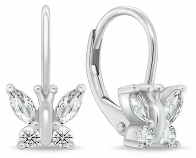 Immagine prodotto di Orecchini pendenti in argento a forma di farfalla con zirconi EA1250W