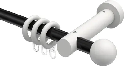 Produktbild von Interdeco Gardinenstange / Vorhangstange Schwarz / Weiß, Typ Talena Luina (Kugel), 20 mm Ø 1-läufig, 600 cm