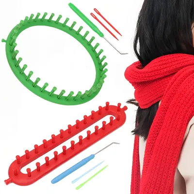 Strickrahmen-Set, rund & rechteckig, 2 Stück, 25 cm, mit Zubehör