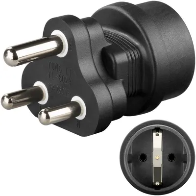Immagine prodotto di Goobay 95412 Adattatore di rete, nero - presa di sicurezza (tipo F, CEE 7/4) > spina Sudafrica (tipo M, BS 546, 15-A)