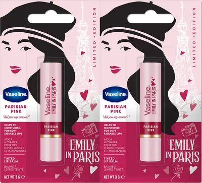 Produktbild von Vaseline x Emily in Paris Parisian Pink | Feuchtigkeitsspendender Lippenbalsam | Limited Edition | (2er Pack Parisian Pink)